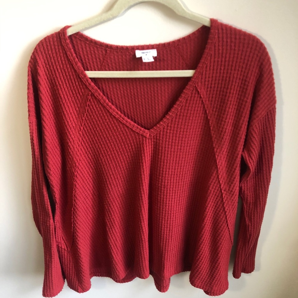 Burnt orange waffle top